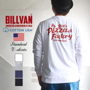 BILLVAN PIZZA FACTORY バックプリント ガゼット＆リブ付き ヘビーロングTシャツ 210323 ビルバン メンズ