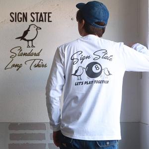 SIGN STATE ヘビーボディ プレイタイム・ビリヤード ロングTシャツ サインステート メンズ アメカジ｜boogiestyle