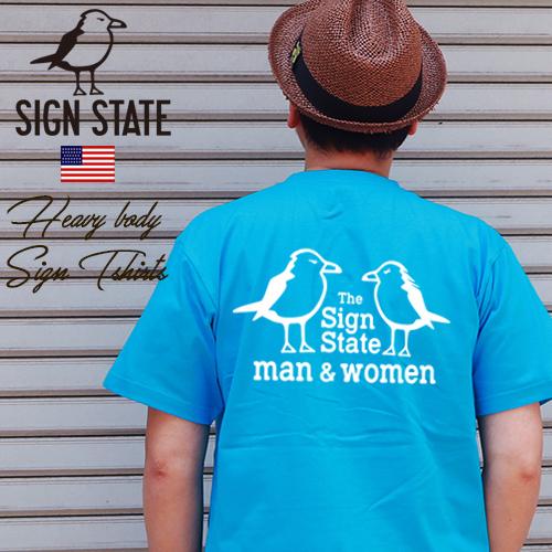 SIGN STATE ヘビーボディ man＆womenバックプリント Tシャツ 220311サインス...