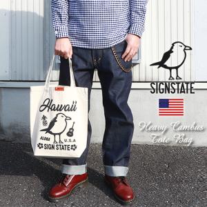 【スモールサイズ】SIGN STATE ナチュラル キャンバス HAWAII トートバッグ サインステイト｜boogiestyle