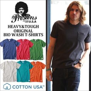PRESTONSヘビー＆タフ ピグメントウォッシュCottonUSAポケットTシャツ 7カラーユニセックス プレストンズ メンズ アメカジ