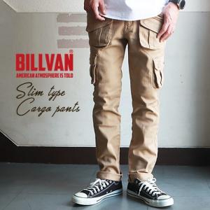 カーゴパンツ BILLVAN ストレッチ ツイル スリム カーゴパンツ