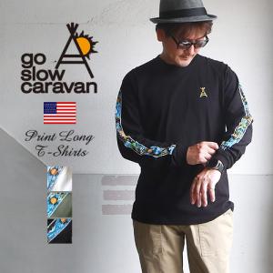 GO SLOW CARAVAN ゴースローキャラバン USAコットン ワールドツアー 発砲プリント 長袖Tシャツ ロンT｜boogiestyle