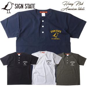SIGN STATE Coolプリント ヘンリーネックＴシャツ アメカジ