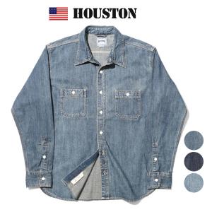 HOUSTON ヒューストン 40511 USA COTTON デニムワークシャツ インディゴ ビンテージ｜boogiestyle