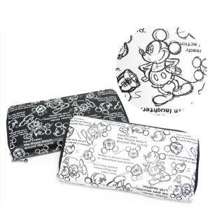ミッキーマウス デッサン柄 ラウンドファスナー長財布