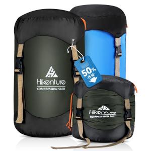 Hikenture コンプレッションバッグ50%まで圧縮大容量30L/20L/14L/10L 高撥水 軽量 寝袋収納圧縮バッグ 収納袋 スタ