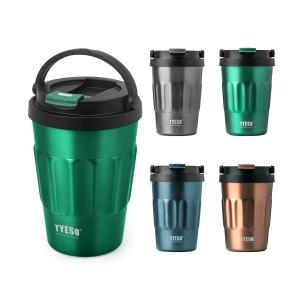 TYESO タンブラー 蓋付き 保温保冷 ハンドル付き コンビニコーヒーカップ ステンレス 真空断熱 持ち運び 取っ手付き 400ml カフ