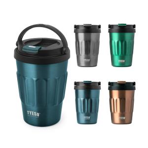 TYESO タンブラー 蓋付き 保温保冷 ハンドル付き コンビニコーヒーカップ ステンレス 真空断熱 持ち運び 取っ手付き 400ml カフ