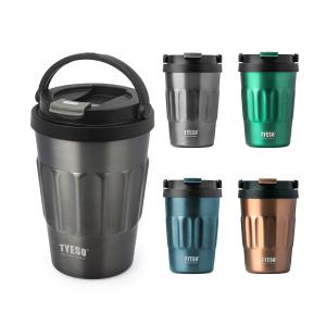 TYESO タンブラー 蓋付き 保温保冷 ハンドル付き コンビニコーヒーカップ ステンレス 真空断熱 持ち運び 取っ手付き 400ml カフ