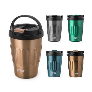 TYESO タンブラー 蓋付き 保温保冷 ハンドル付き コンビニコーヒーカップ ステンレス 真空断熱 持ち運び 取っ手付き 400ml カフ