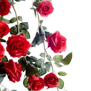 ST TS バラ 薔薇 ガーランド 造花 シルク フラワー インテリア スワッグ 結婚式 パーティー 飾り付け 装飾 (03 赤レッド)の商品画像