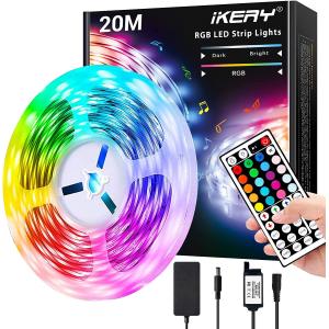 IKERY LEDテープライト20M RGB 両面テープ SMD5050 高輝度 PSE認証 4ピン 切断可能 調光調色 間接照明 取付簡単 工具不要｜boom0415no2
