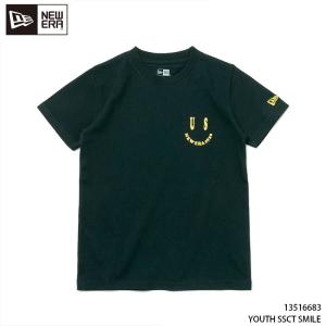 半袖 コットン Tシャツ ジュニア キッズ 子供用 ニューエラ NEW ERA YOUTH SSCT SMILE ブラック レギュラーフィット｜boomsports-ec