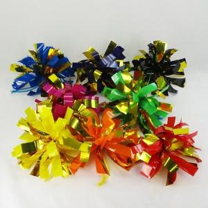 チアポンポン　25mm×24cm　ツートン：プラスチックテープ/ゴールド　2個入　ゴム付