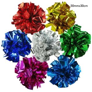 チアポンポン 50mm×30cm 単色：メタリックテープ 同色2個入 ゴム付