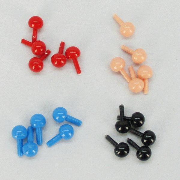 【目玉】【鼻】差込型　丸タイプボタン【9ｍｍ】【単色】【6個入】【ソリッドアイ】【手芸材料】あみぐる...