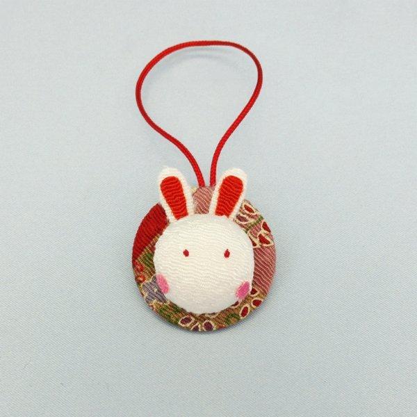 ちりめん細工　根付け　うさぎ　1個　[ちりめん根付][和柄ストラップ][和風ストラップ][根付][和...