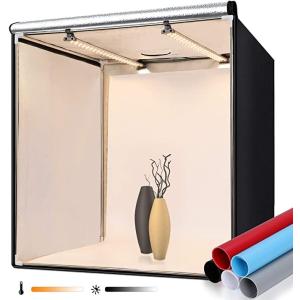 撮影ボックス 60x60x60cm 色温度調光可能 6*背景布（黒、白、青、赤、黄色、グレー）