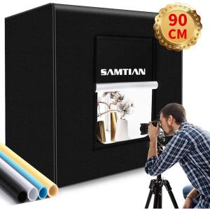 撮影キット 90x90x90cm 超大型 撮影ボックス 4色背景シート（黒・白・青・黄色）