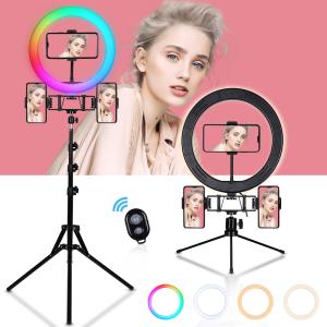 10インチ LED RGBリングライトキット 3つの電話ホルダー