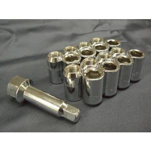 内六角スチール製ホイールナット (60度テーパー座 全長33mm 外径19φ 12x1.5) メッキ...