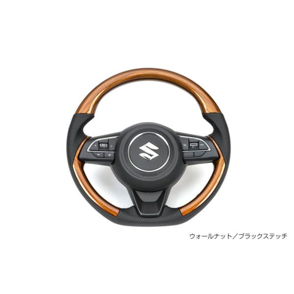 ショウワガレージ コンビネーションステアリング グロス (ウォールナット/ブラックステッチ) ジムニ...
