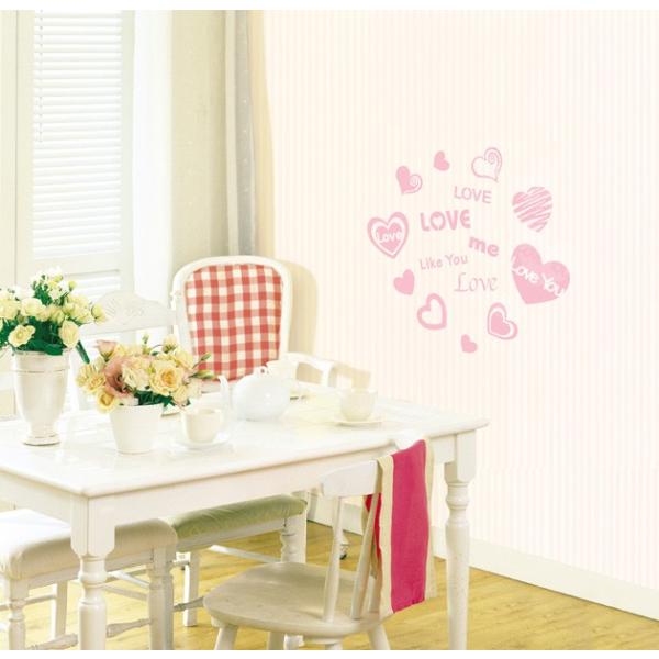 ウォールステッカー 窓 シール ピンクのハート
