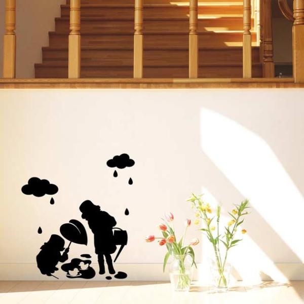 ウォールステッカー 柄 シール 雨降る日の遊び場