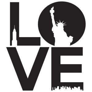 ウォールステッカー 窓 シール  ニューヨークの自由の女神像 Love