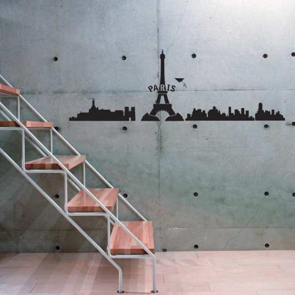 ウォールステッカー 柄 シール エッフェル塔と都市