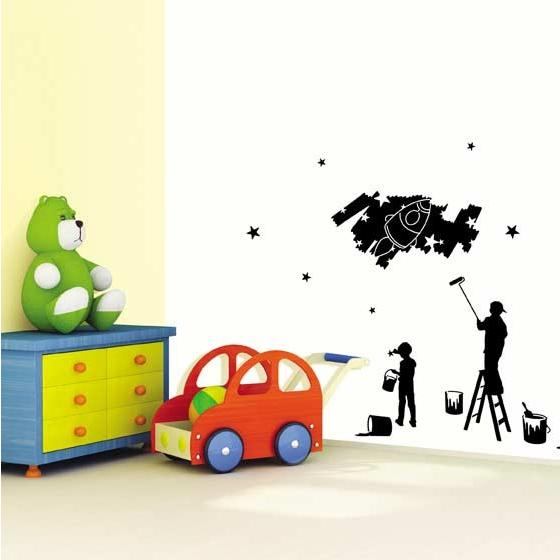 ウォールステッカー 柄 シール 星とぺインティング