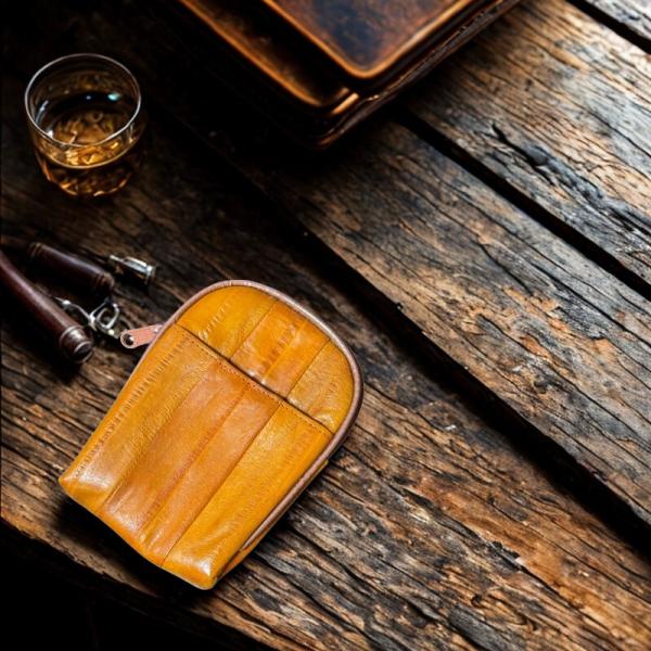 ラッピング無料　うなぎ革　イールスキン　煙草ケース　シガレットケース　化粧ポーチ　コスメポーチ　コン...