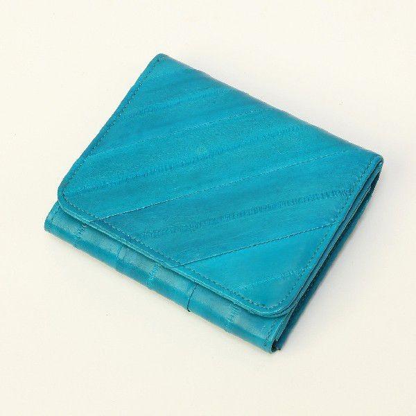 ラッピング無料　本革　二つ折り財布　レディース　メンズ　うなぎの革　イールスキン　コンパクトウォレッ...