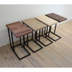 天然木 アイアン＆切り株 スツール 鉄脚 チェア サイドテーブル 1点