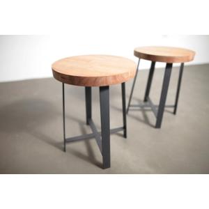 天然木 アイアン＆切り株 スツール 鉄脚 チェア サイドテーブル 1点