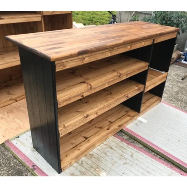 職人手作り 一点物 天然木 ハンドメイド ダークウォールナット キッチン カウンター キッチンボード...