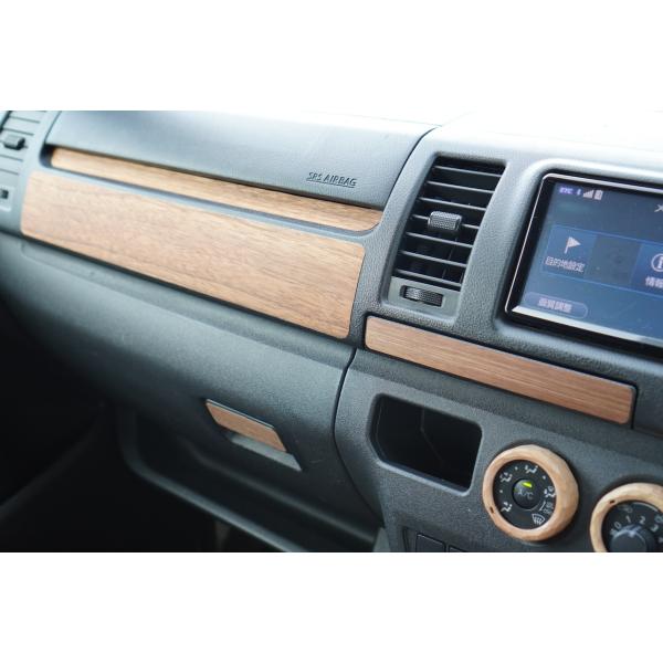 ハイエース 200系 ウォールナット グローブボックスレバー ＆ ドリンクホルダーシール 天然木 突...