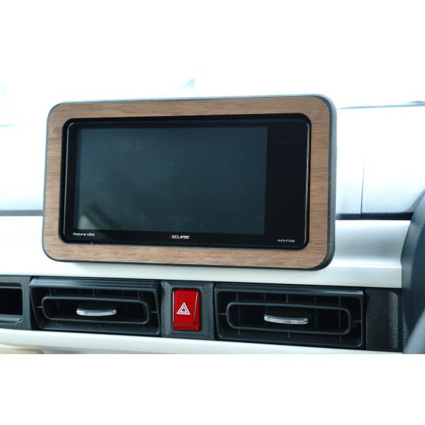 ダイハツ ムーヴキャンバス ナビパネル 天然木ステッカー ウォールナット リアルウッド オーディオパ...