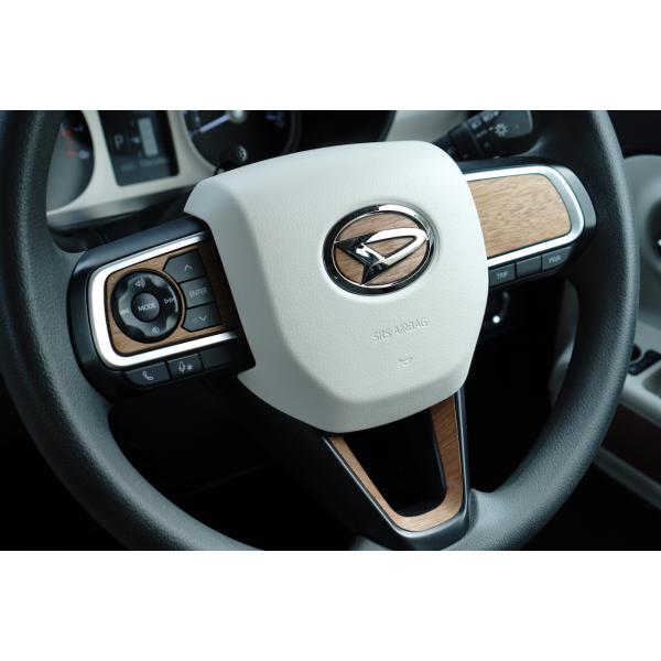 ダイハツ タントファンクロス ステアリングエンブレム スポーク スイッチ 天然木ステッカー ウォール...