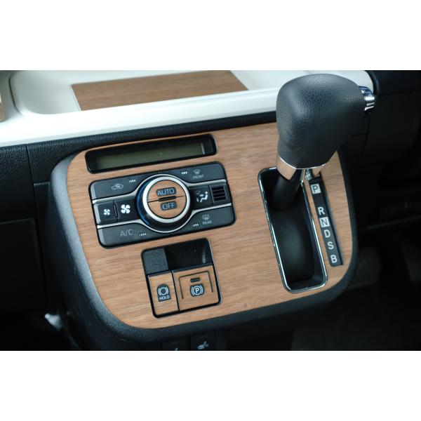 ダイハツ ムーヴキャンバス ATシフト コントロールパネル 天然木ステッカー ウォールナット リアル...