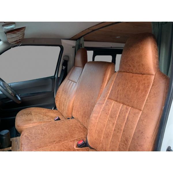 ハイエース スーパーGL DX シートカバー 2004年- LIF PUヴィンテージレザー 1列目&amp;...