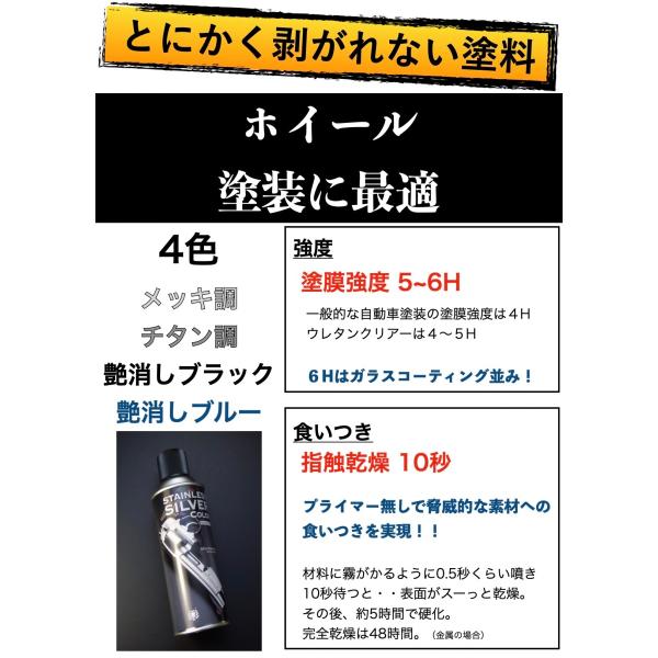 ホイール塗装に最適 とにかく剥がれない スプレー 塗料 ホイール エアロ メッキ クローム つや消し...