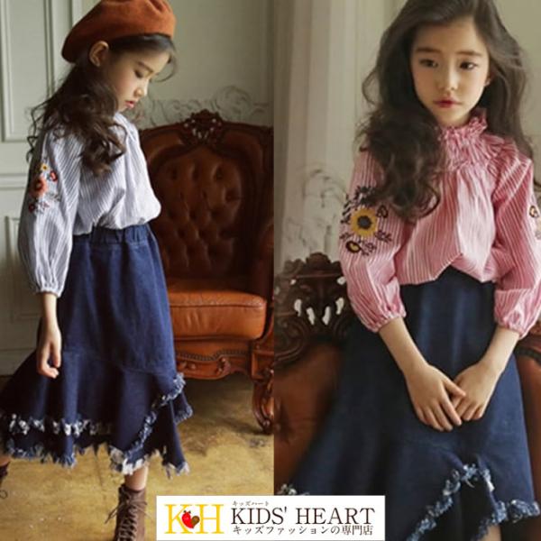 只今店内ポイント5倍＆クーポン配布中☆据えフリル付き デニム長スカート 【売れ筋】