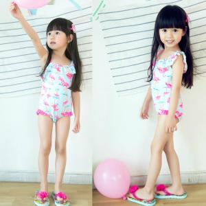 子供水着 フリル付き フラミンゴ柄 ワンピース...の詳細画像1