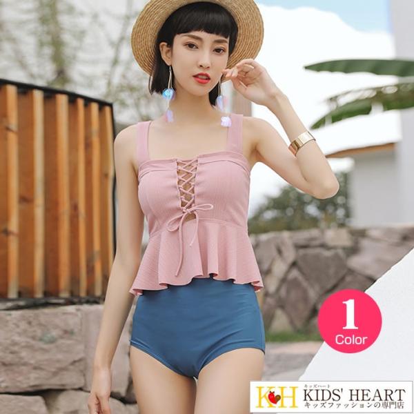 水着 レディース ビキニ ビスチェ風 タンキニ 体型カバー水着 2点セット ノンワイヤー パット内蔵...