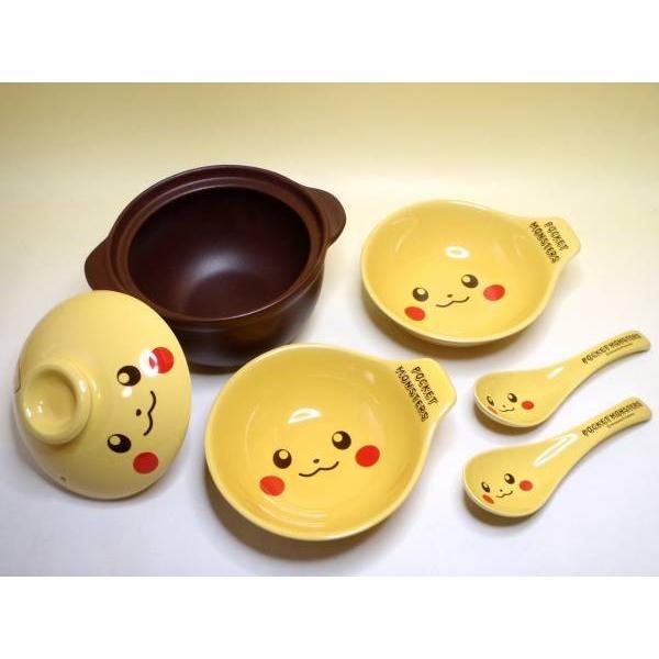 新品 ポケットモンスター ピカチュウ フェイス セット / 土鍋 1人用 &amp; とんすい 2個 &amp; レ...