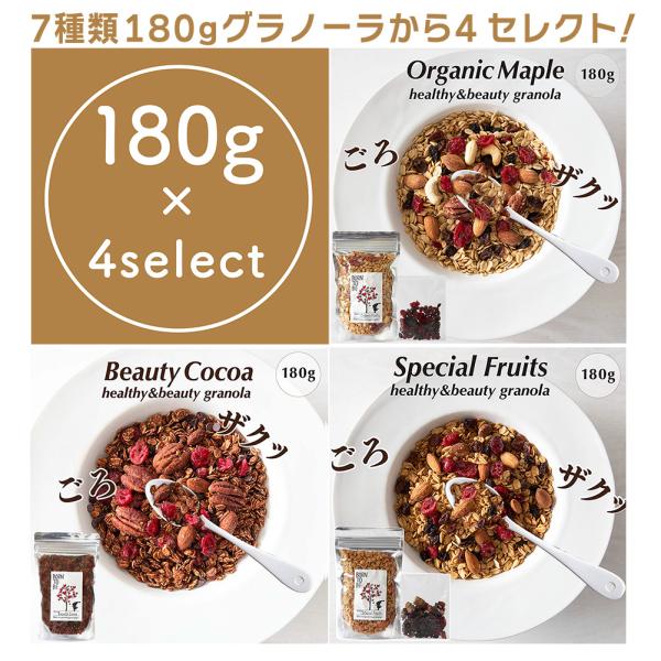 グラノーラ 糖質オフ 180g×4個セレクト グルテンフリー 砂糖不使用 オートミール オーガニック...