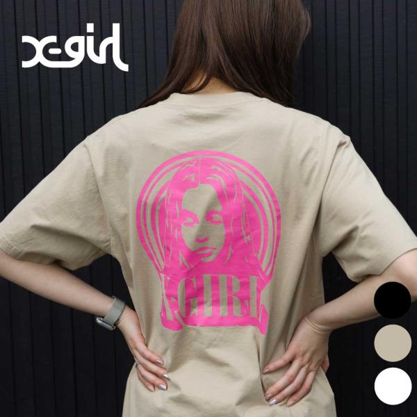 X-girl エックスガール CIRCLE BACKGROUND FACE LOGO S/S TEE...