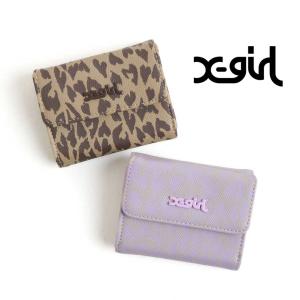 X-girl エックスガール フェイクレザー ミニ ウォレット HEART LEOPARD MINI WALLET ギフト レオパード 三つ折り コンパクト 105242054019｜bornfree-e-shop